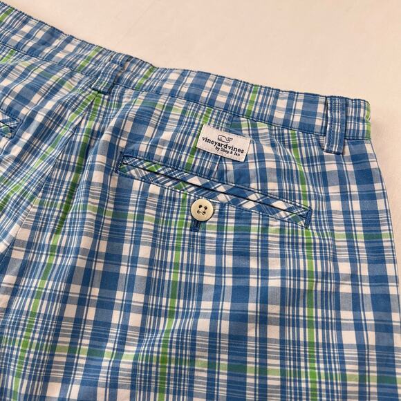 Vineyard Vines Blue & Green Plaid Club Shorts Men's size 30x10 - Picture 4 of 8